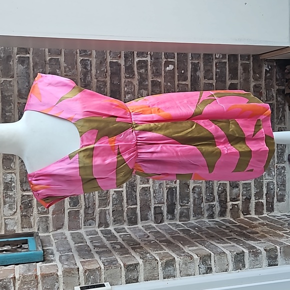Tibi Dresses & Skirts - Tibi 100% Silk Tropical Print Pink Lined Dress